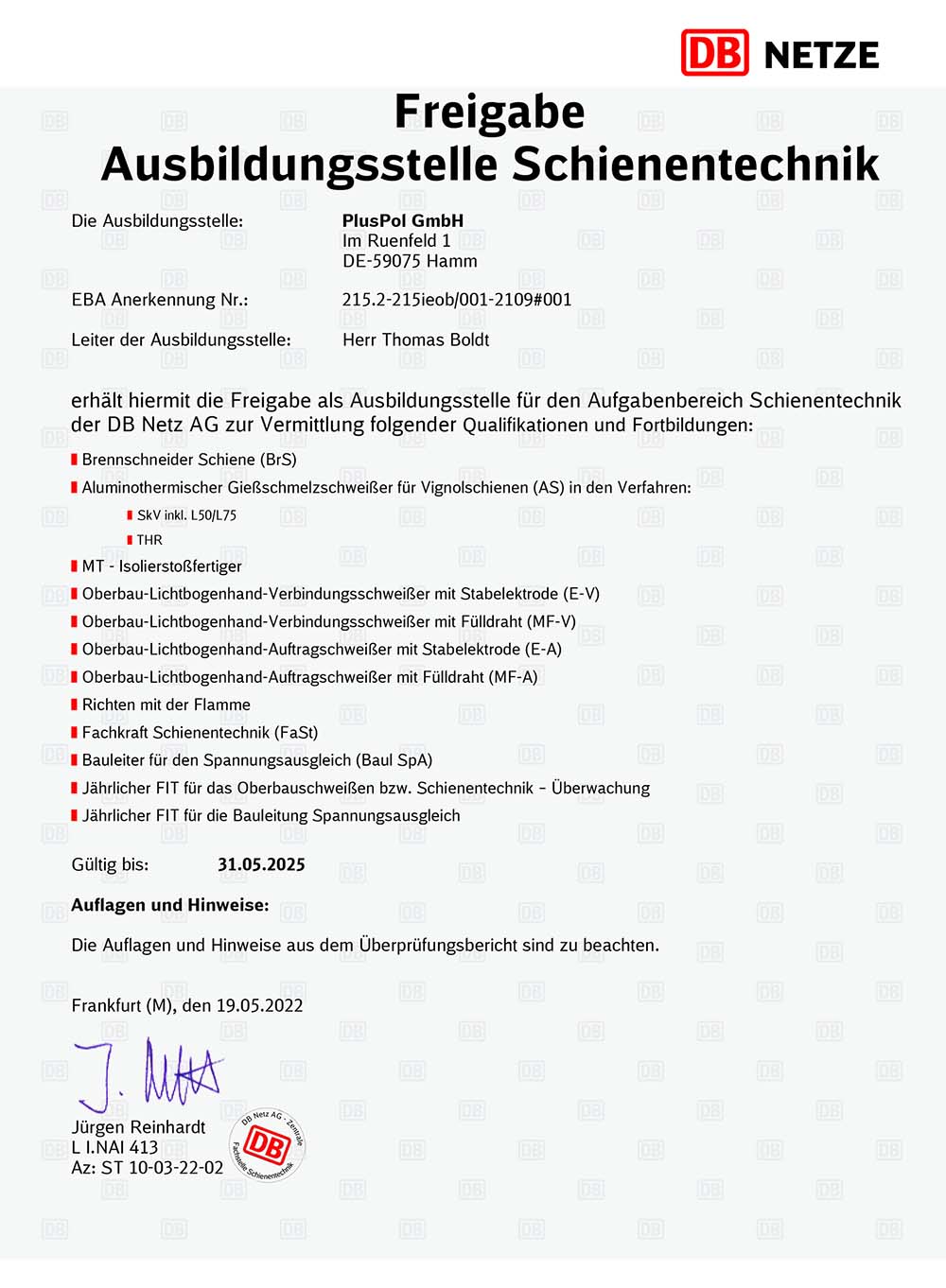 DB Netz AG, Fachstelle Schienentechnik