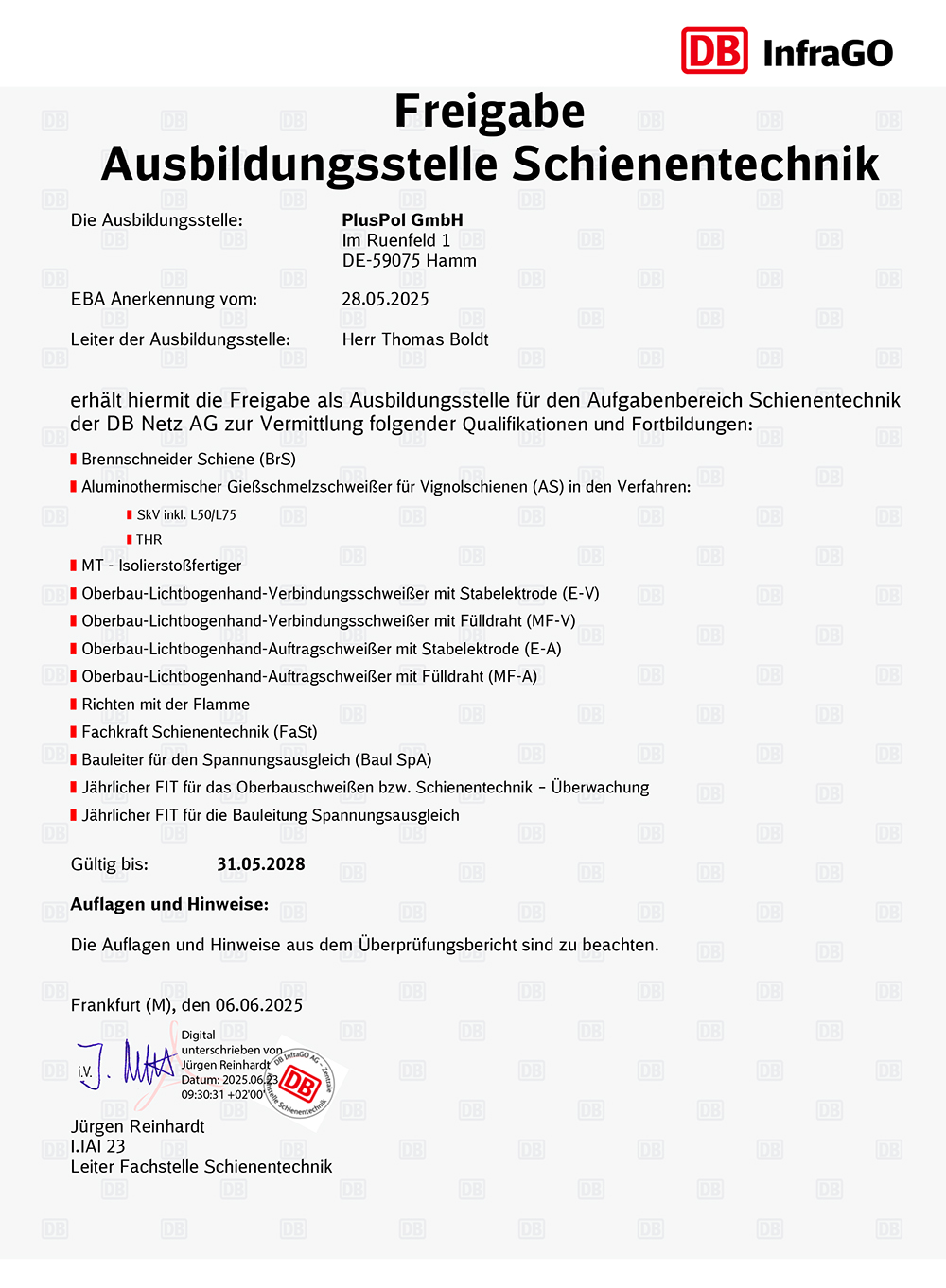 DB Netz AG, Fachstelle Schienentechnik